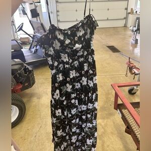 Floral Black and White Women's Dress